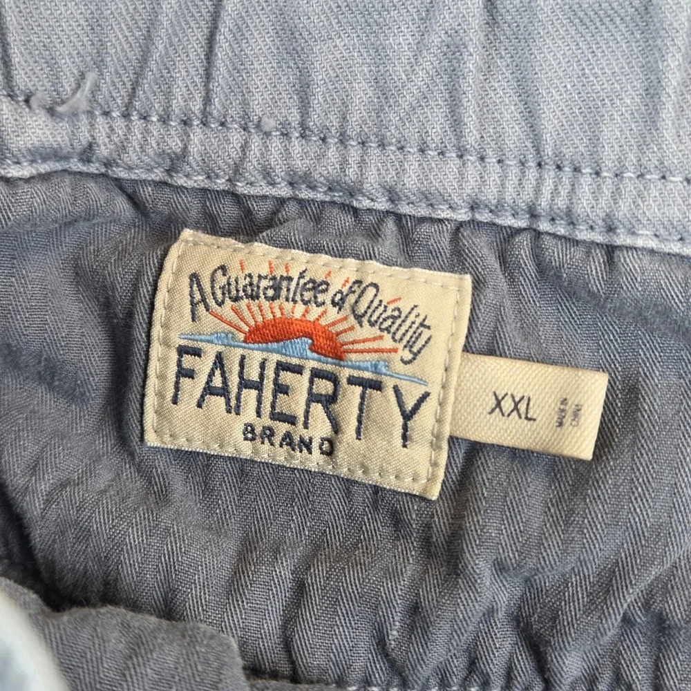 Faherty Brand Mens Essential Drawstring‎ Shorts Blue Gray Organic Cotton XXL